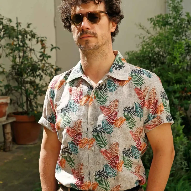 ALTEM_FLOWER_chemise_manches_courtes_Dustin_floral_beige_1